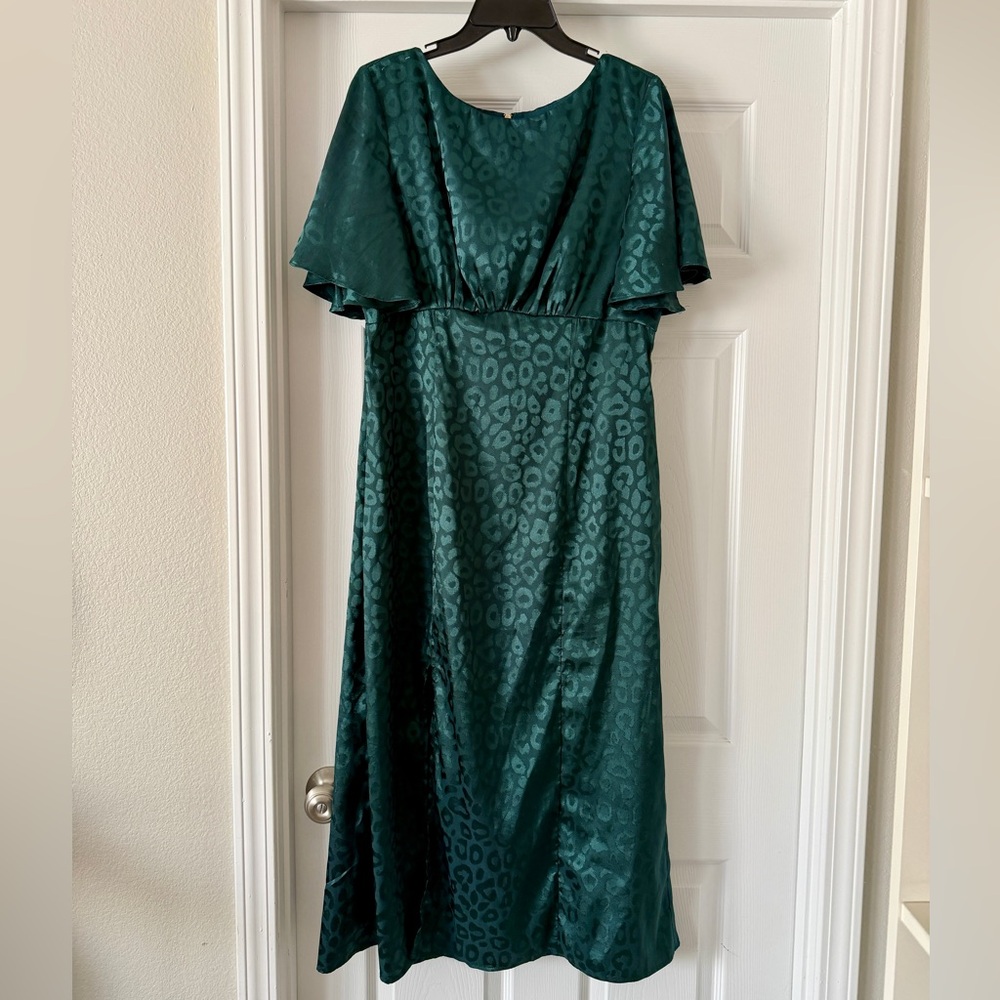Chi Chi London Teal Leopard Print Midi Dress